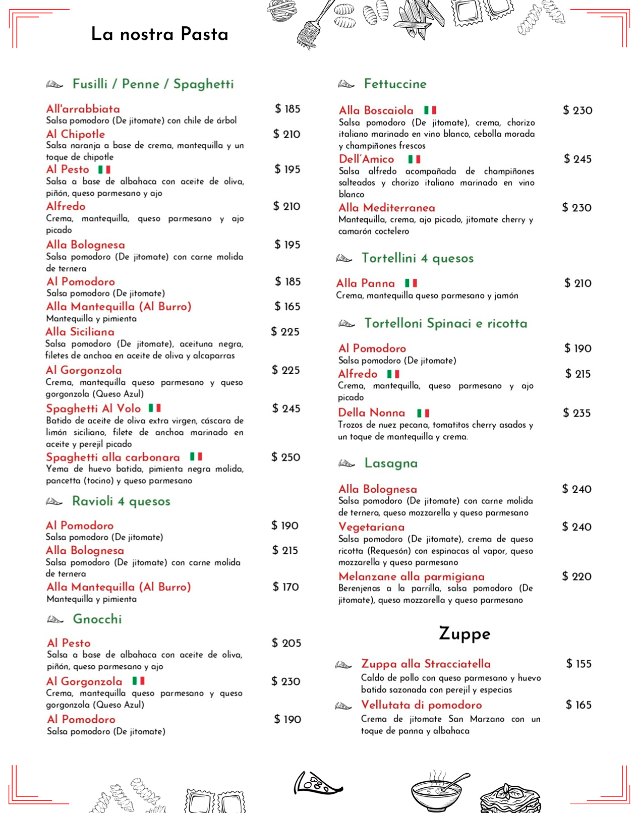 Menú Pizzería Al Volo