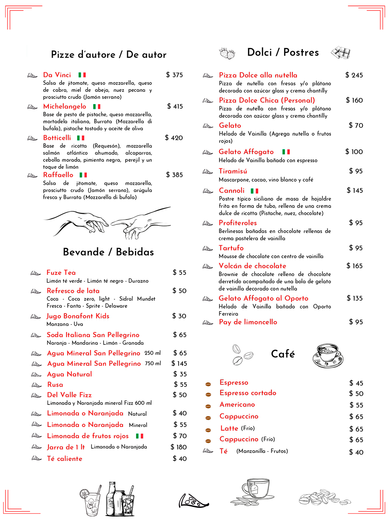 Menú Pizzería Al Volo